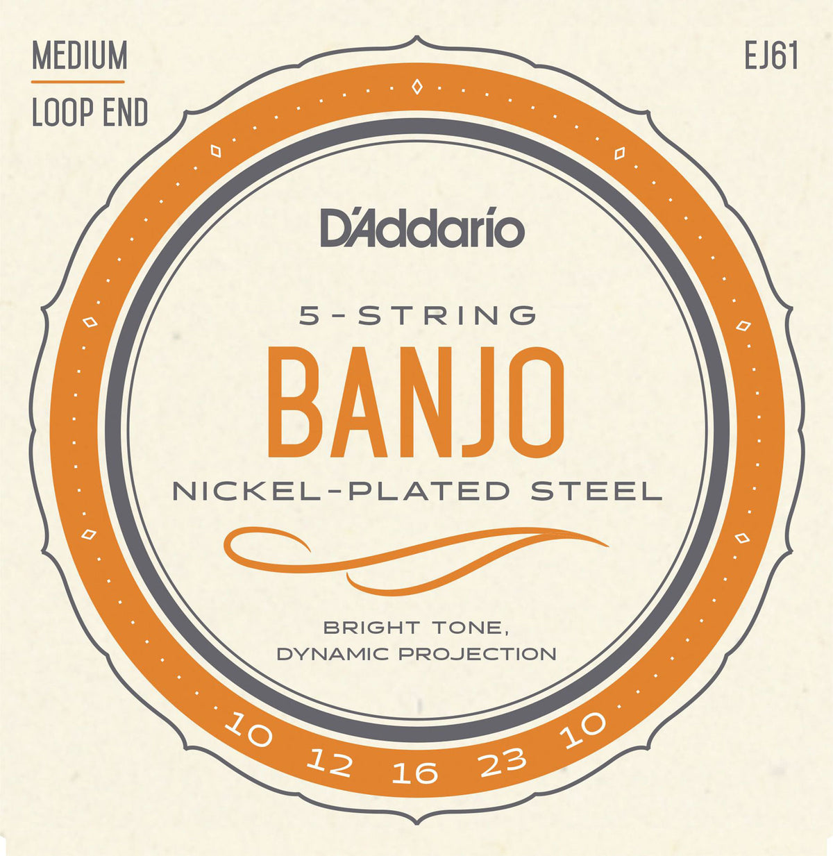 EJ61 Jeu Nickel pour Banjo 5 Cordes 10-23 Medium