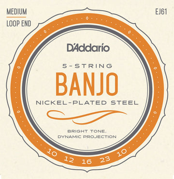 EJ61 Jeu Nickel pour Banjo 5 Cordes 10-23 Medium