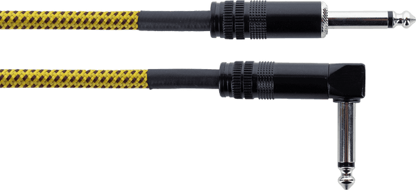 Cable Guitare Jack Droit /Coudé 5 M Tweed Jaune