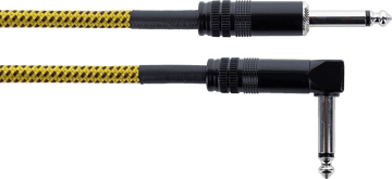Cable Guitare Jack Droit /Coudé 5 M Tweed Jaune