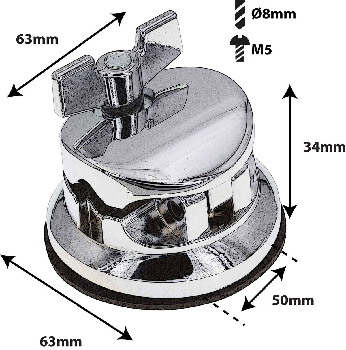 TB10 Coquille Ronde Deluxe Support Tom Tom Basse 50mm X1