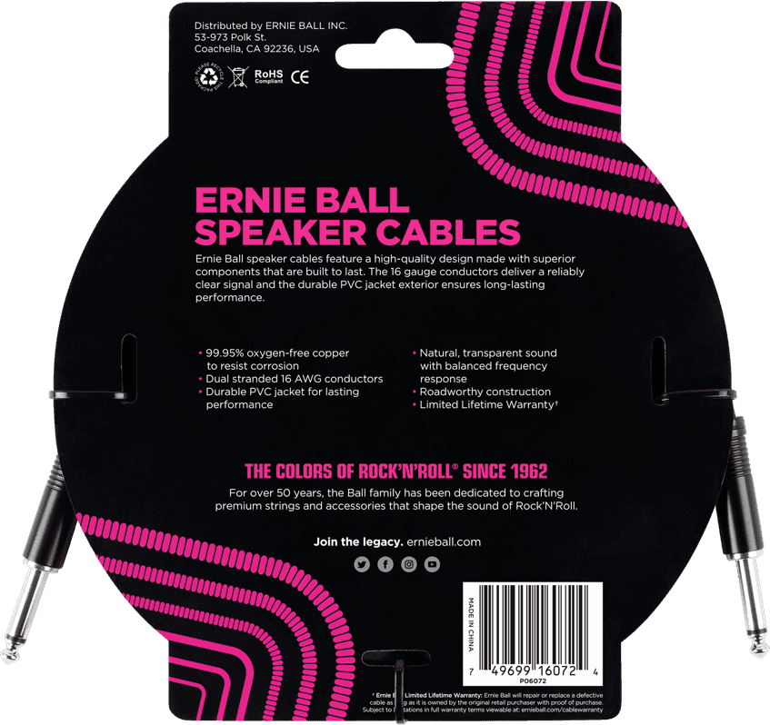 6' STRAIGHT / STRAIGHT SPEAKER CABLE
