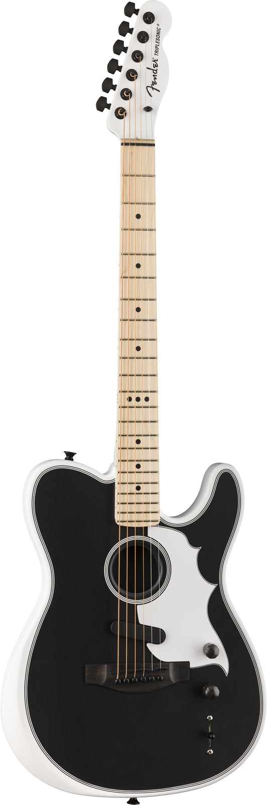 Telecaster Acoustasonic Triplesonic Jack White Satin Arctic Weiß Mit Schwarzer Decke Generalüberholt
