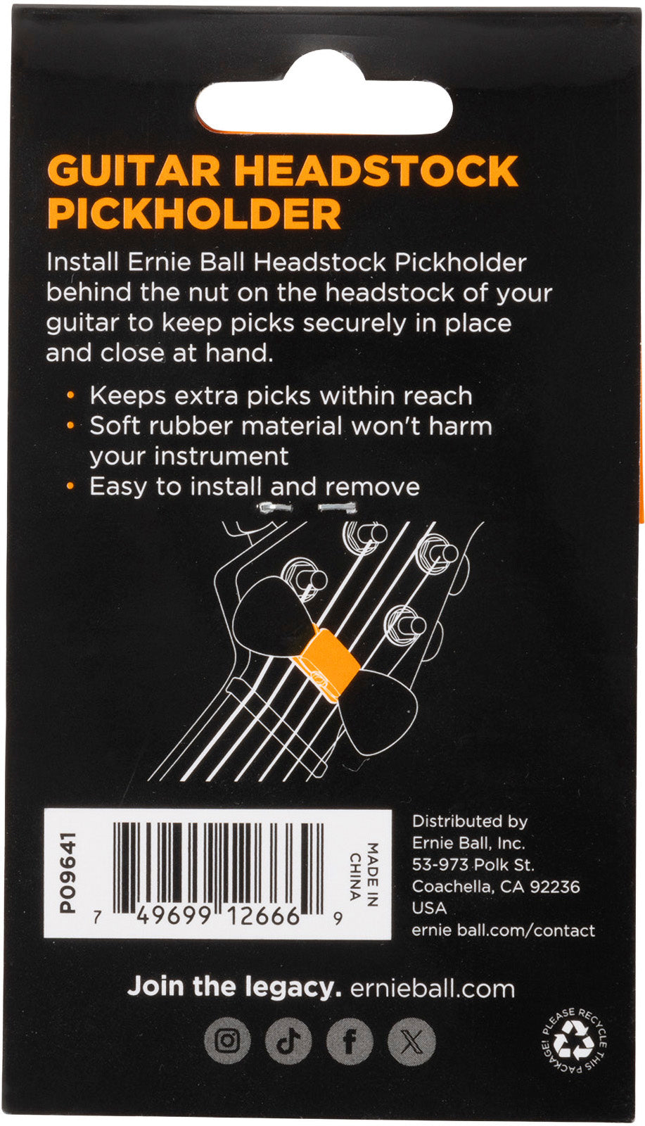 Porte Médiator Pour Tête De Guitare