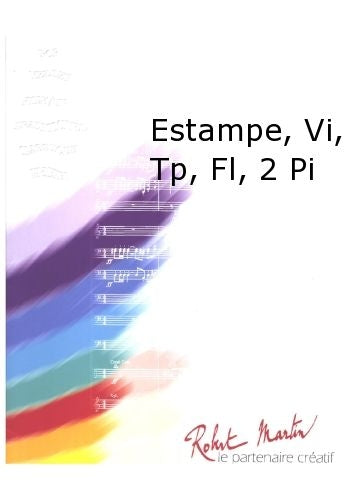PECOU - ESTAMPE VIOLON TROMPETTE FLTE 2 PIANOS