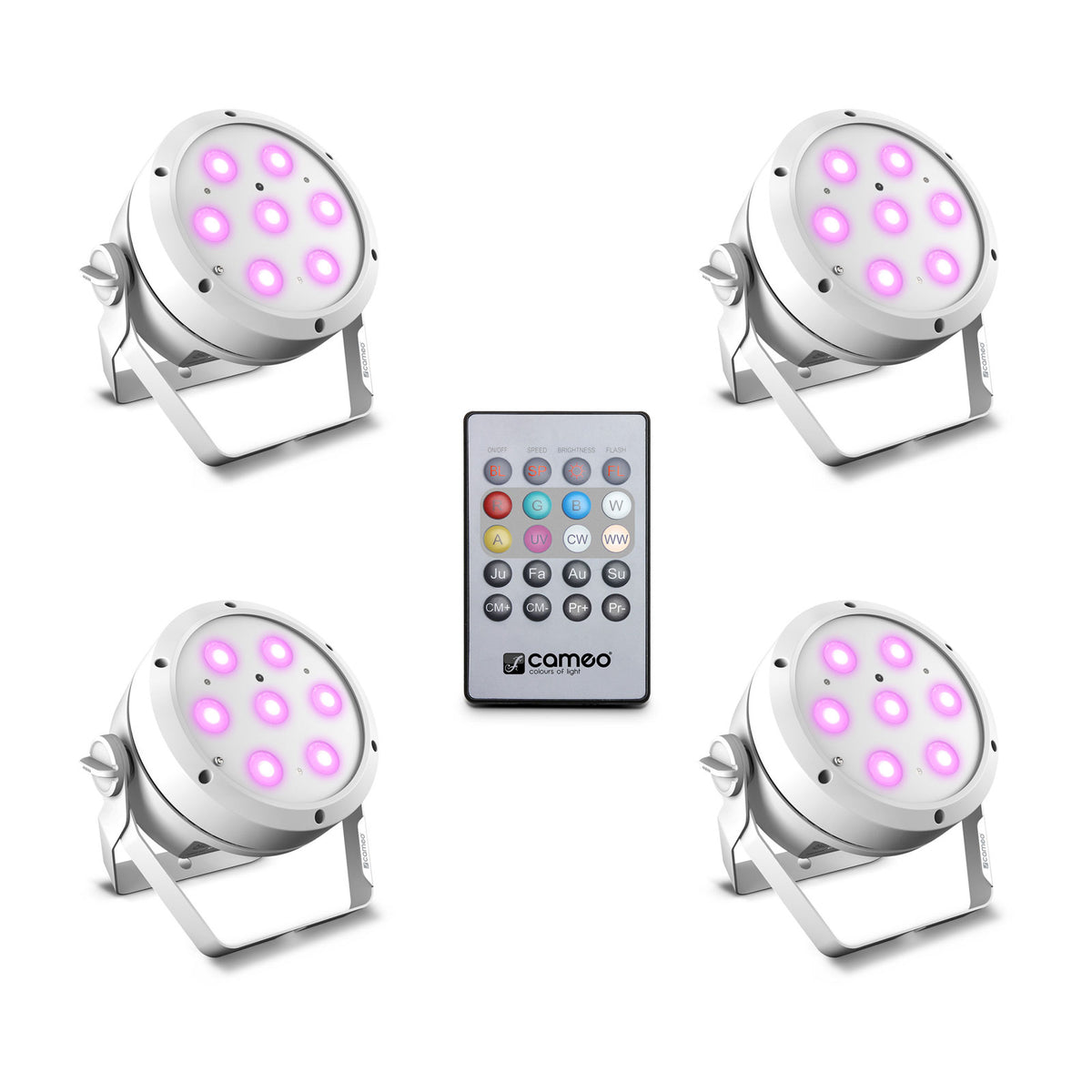 ROOT PAR 4 WH SET 1 - SET COMPOSTO DA 4 X CLROOTPAR4WH CON TELECOMANDO A INFRAROSSI