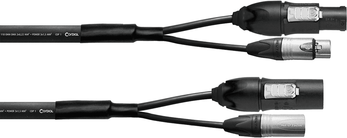 Hybridkabel XLR 5 Punkte + Powercon 2,5 mm True1 - 3M