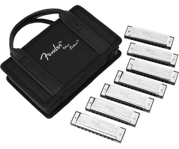 BLUES DELUXE HARMONICA PACK OF 7 WITH CASE