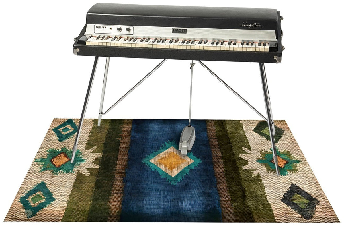 EART185-BLU - Tapis de Scène / Batterie Native American 1.85 x 1.60m Antidérapant - Bleu