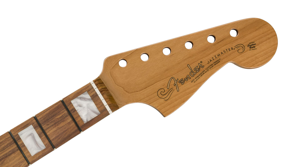 Gerösteter Jazzmaster Hals Block Inlays 22 Medium Jumbo Bünde 9.5" Radius Pau Ferro Modern C Profil