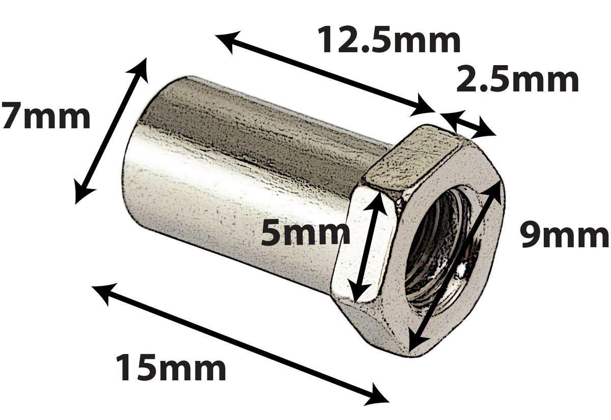 SN-HE-15B Dado Girevole 15mm Testa Esagonale Ottone (X4)