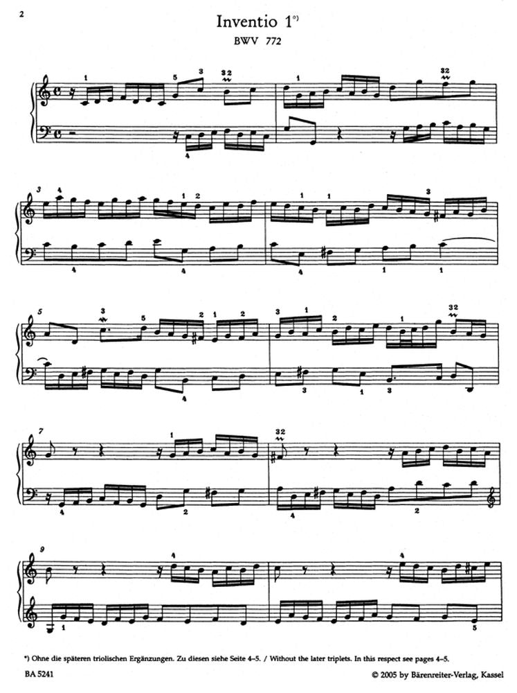 Bach J.S. - Inventions et Synphonies BWV 772-801 (doigtes) - Clavecin