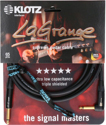 LA-grange Câble Instr. Noir 3M Jack Mono - Jack Mono Coudé Conta En Or
