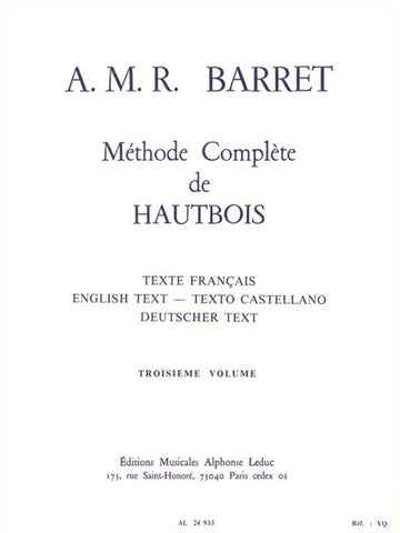 Méthode Complète de Hautbois Troisieme Volume
