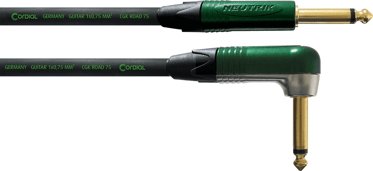 Cable Guitare Jack Droit /Coudé 6 M Vert