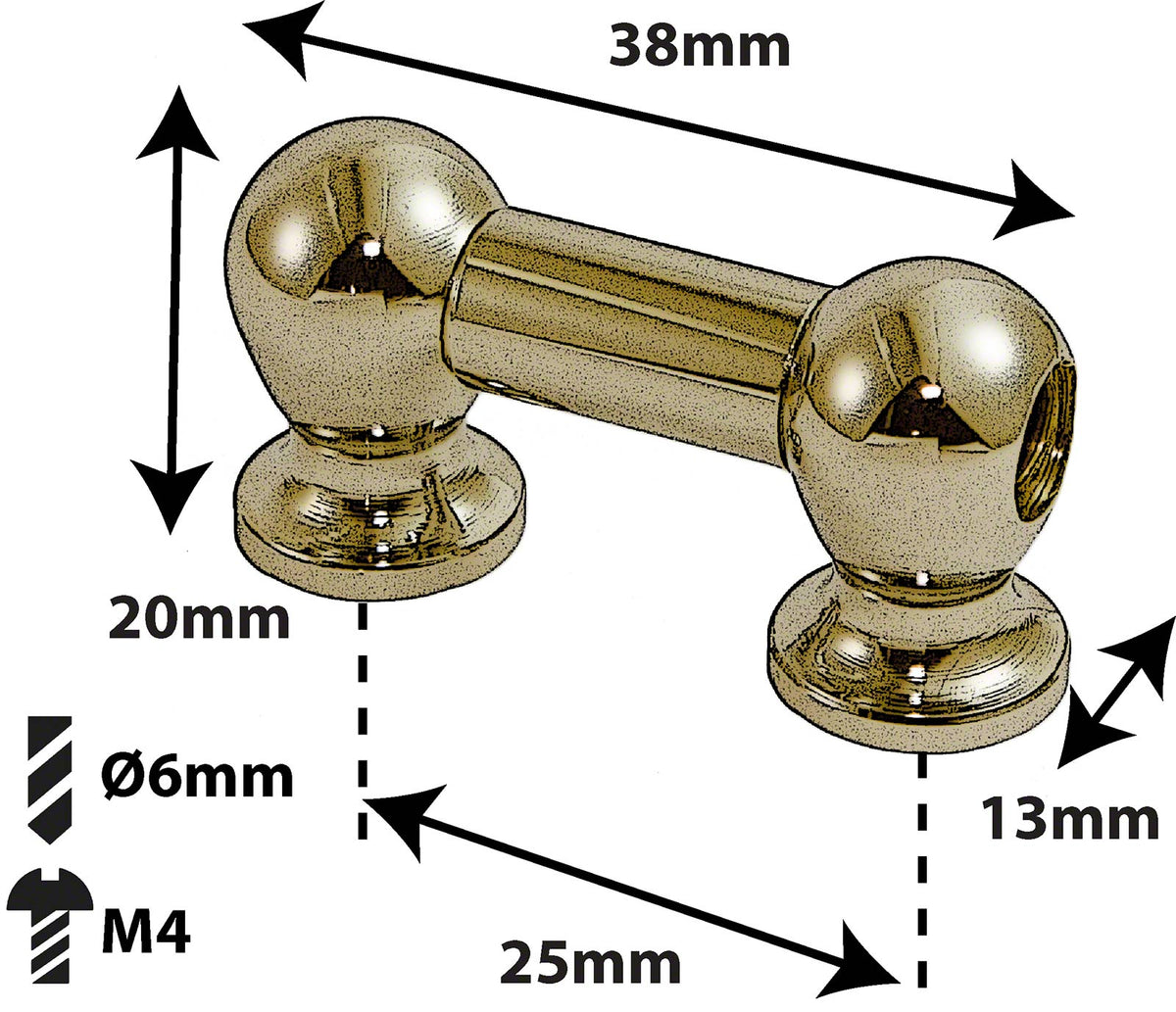 TL1S25-BR Coquille Tube 25mm Dorée Mono Tirant (X1)