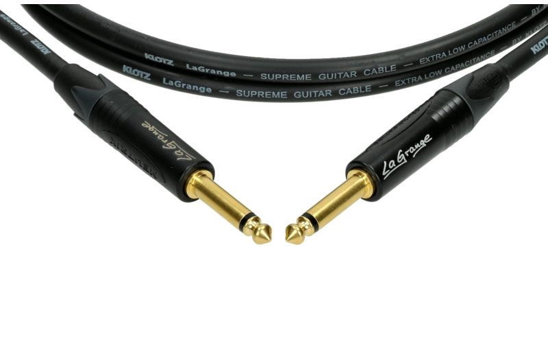 LA-grange Câble Instr. Noir 9M Jack Mono - Jack Mono Conta En Or