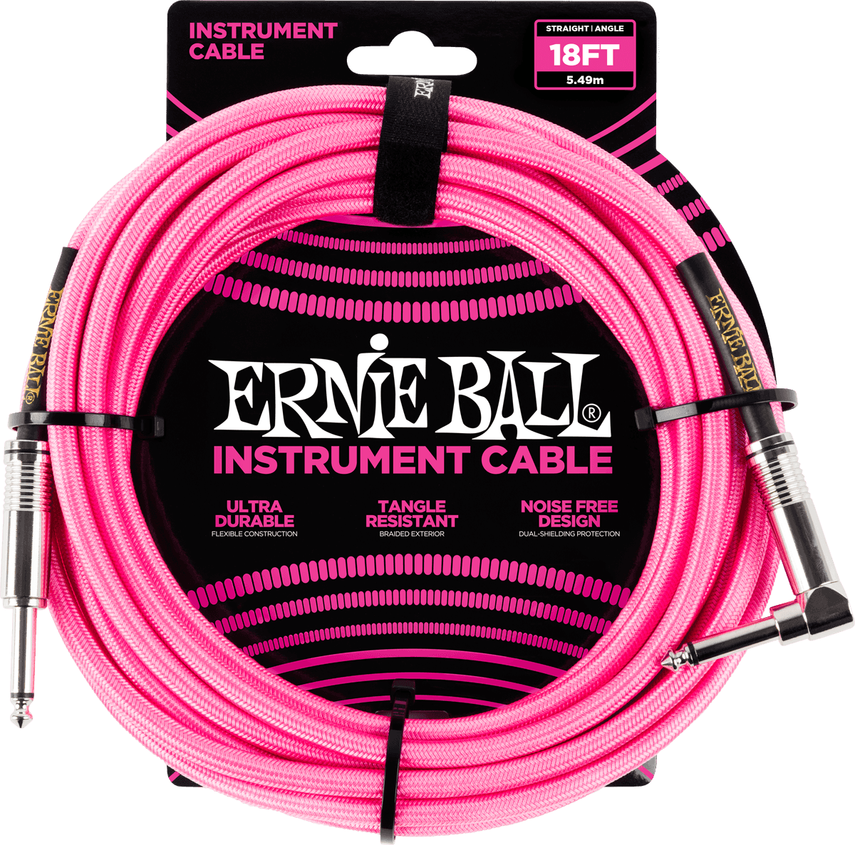 Instrumentenkabel Mit Gewebemantel Jack/jack Abgewinkelt 5,5M Rosa