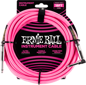 Instrumentenkabel Mit Gewebemantel Jack/jack Abgewinkelt 5,5M Rosa