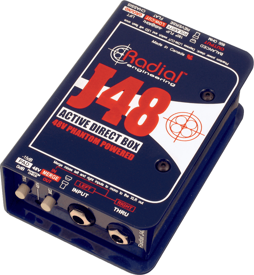 Radial J48 CLASS A ACTIVE DI BOX 48V PHANTOM POWERED