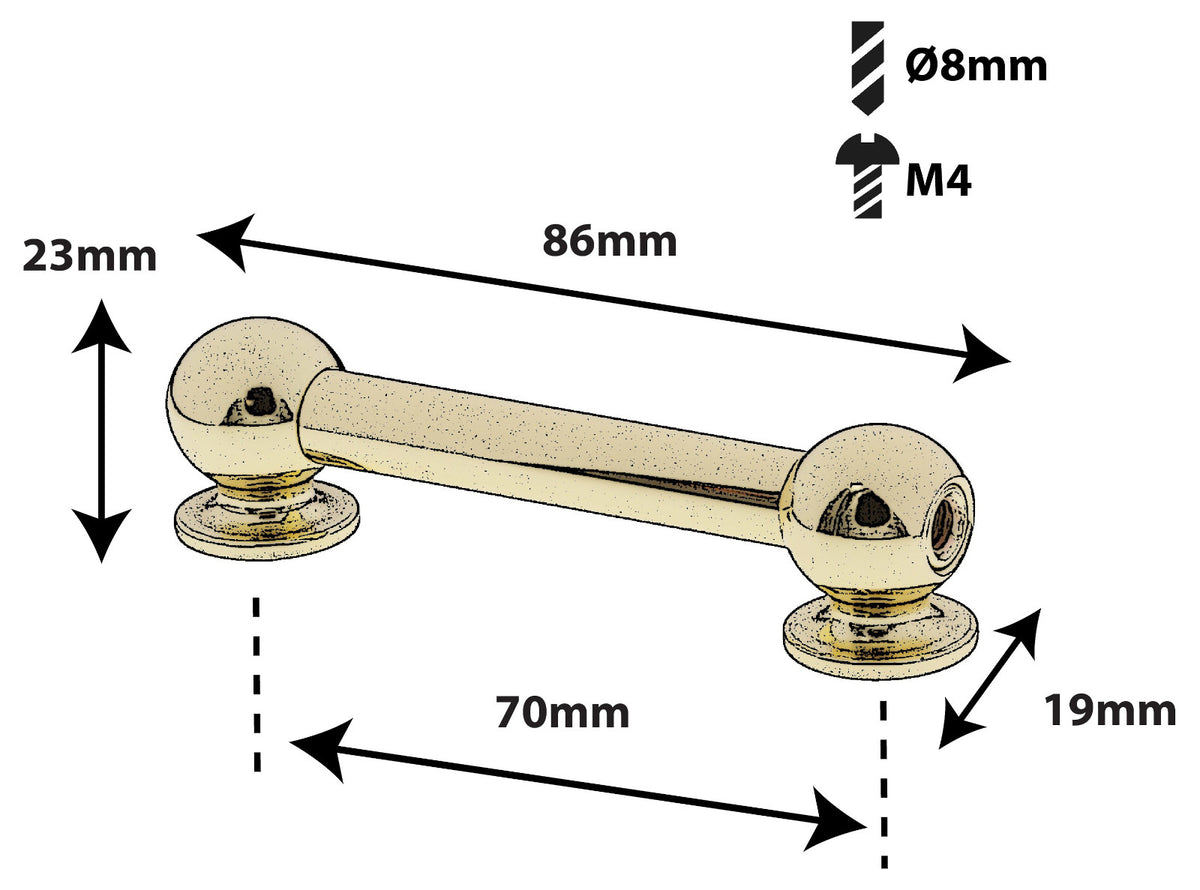 TL13D70-BR Rohrböckchen 70mm Messing Doppelseitig X1