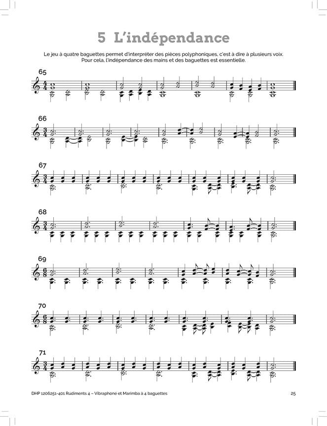 Deleruyelle Thierry - Rudiments 4 - Vibraphone et Marimba A 4 Baguettes