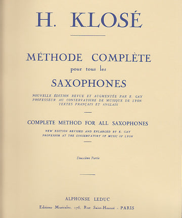 Klose - Methode Complete Pour Tous Les Saxophones Vol.2