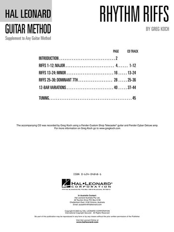 HAL LEONARD GUITAR METHOD RHYTHM RIFFS + AUDIO EN LIGNE - GUITAR
