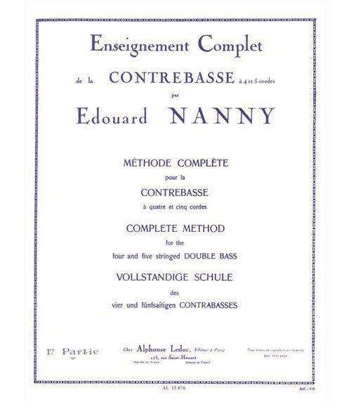 Leduc Nanny Edouard - Methode Complete Pour La Contrebasse Vol.1