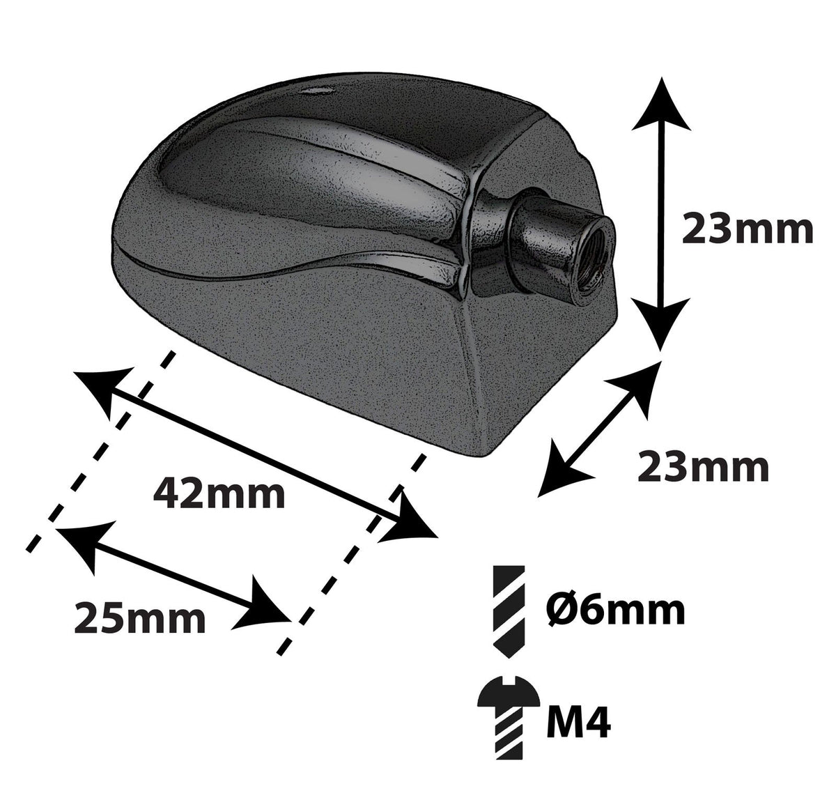 L20SDTT-BK Coquille Caisse Claire Tom 25mm Noir X1