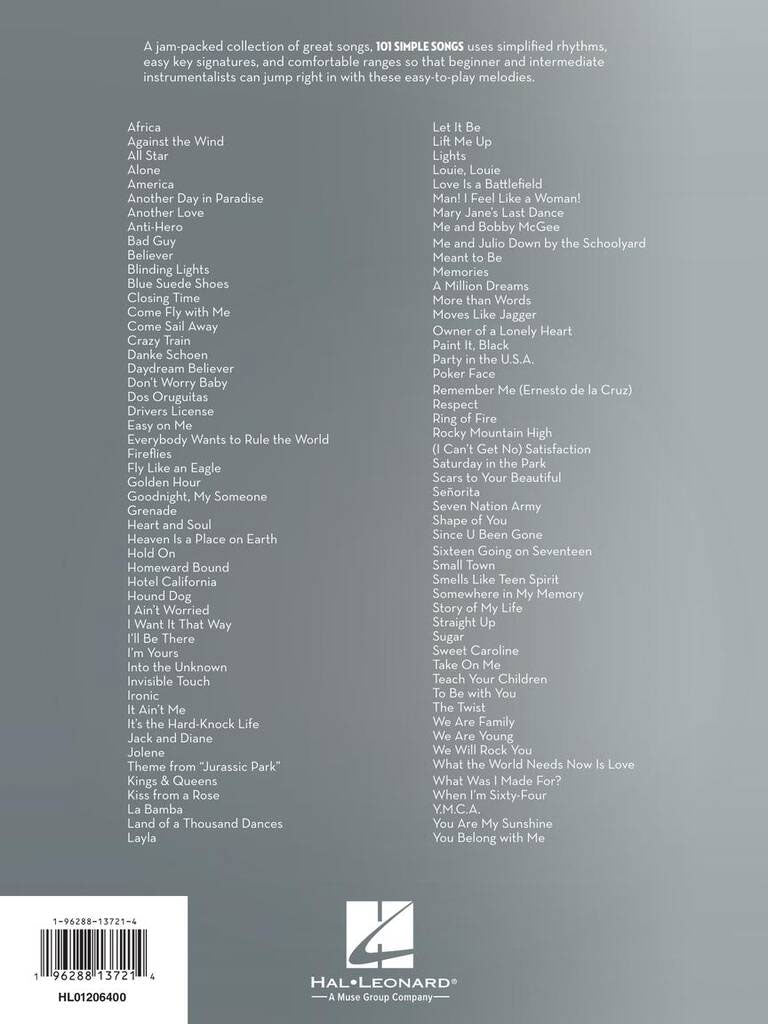 101 Simple Songs - Alto