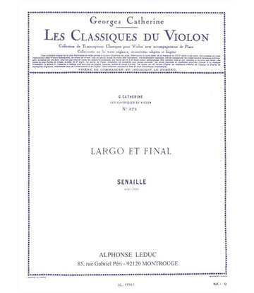 SENAILLE J.B. - LARGO ET FINAL -VIOLON