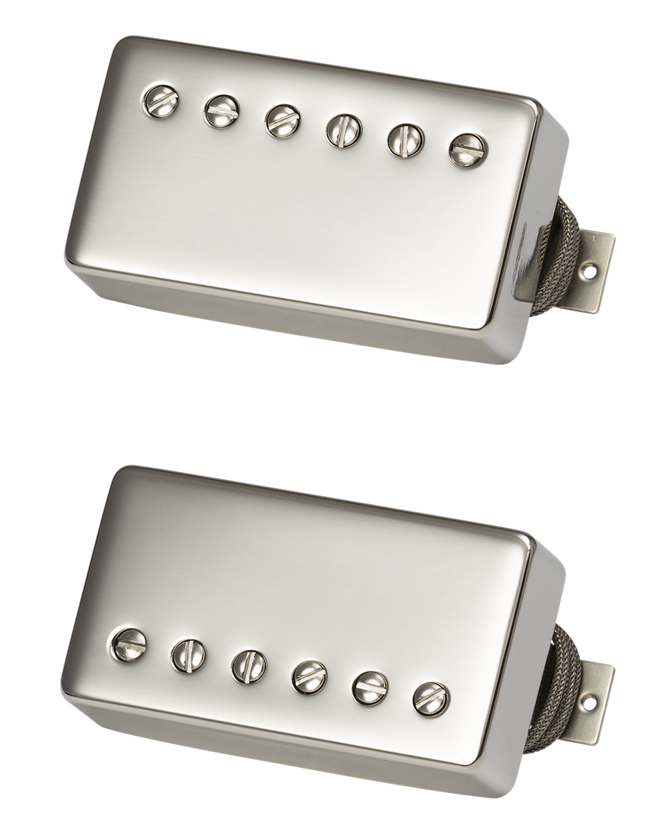 Gibson Accessories Custombucker Matched Set Double Black True Historic Nickel Covers
