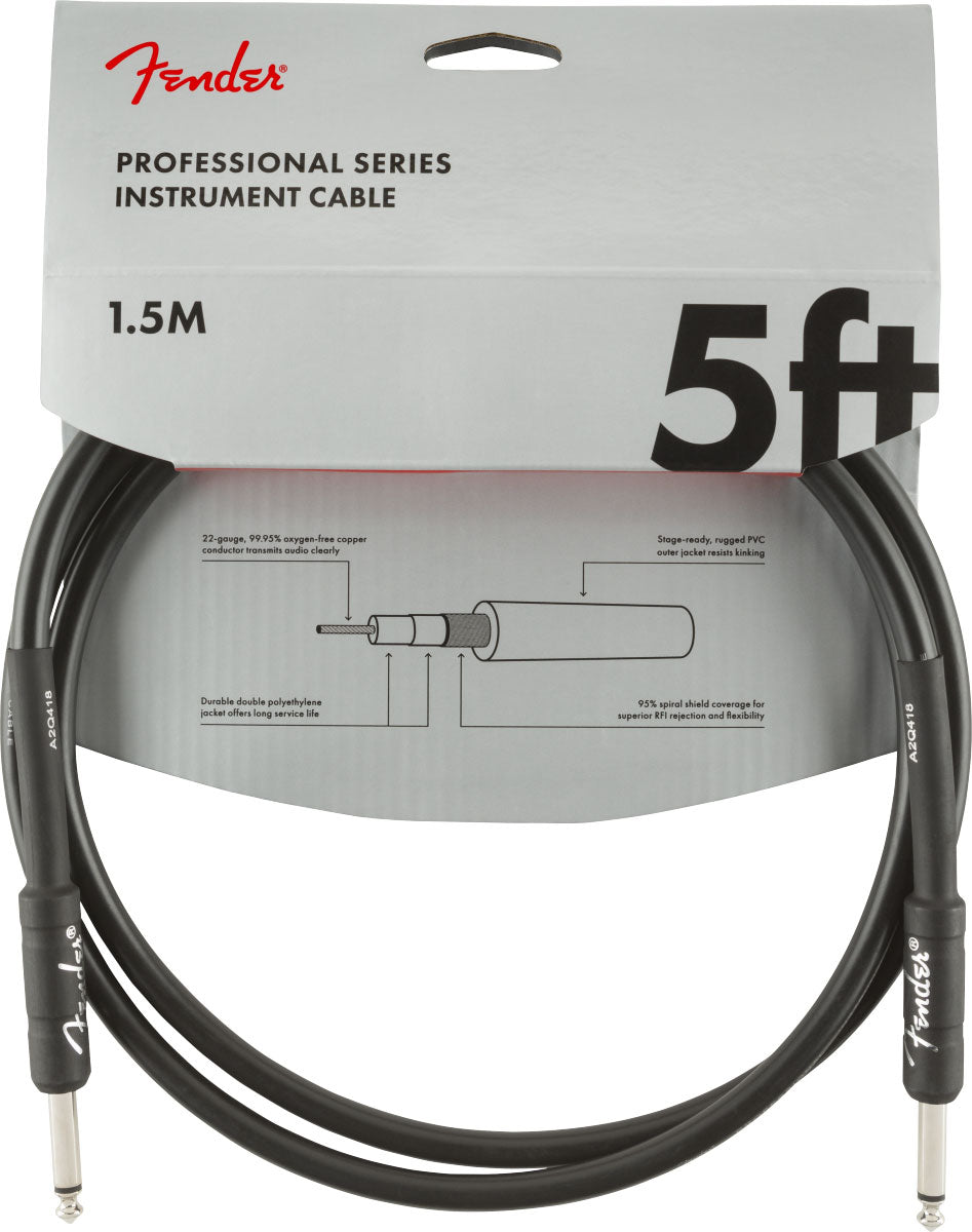 1,5m Professional Instrument Cable Black
