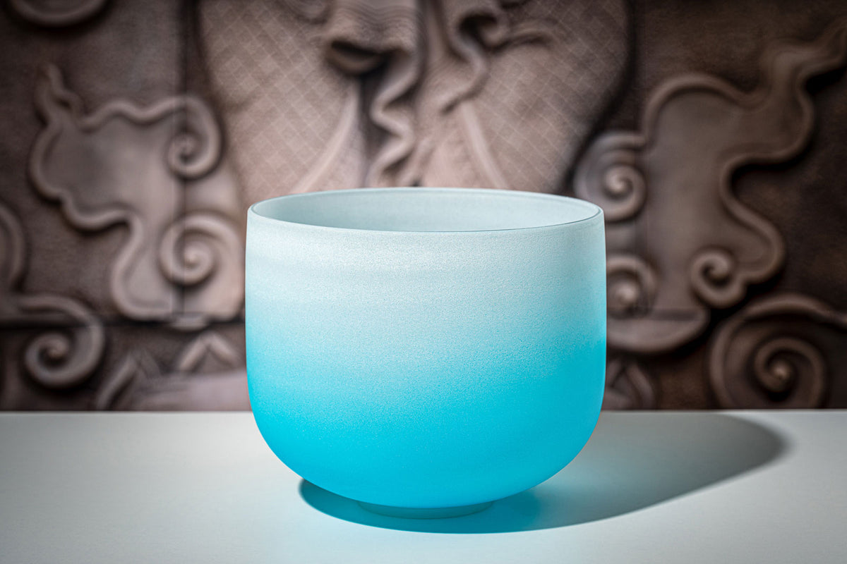 MEINL SONIC ENERGY CRYSTAL SINGING BOWL 10" COLOUR-FROSTED LIGHT BLUE NOTE G4 THROAT CHAKRA