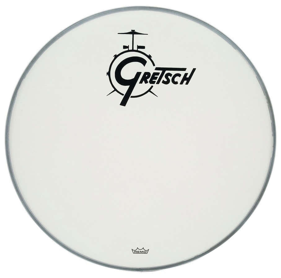 AMBASSADOR WHITE COATED 22" LOGO GRETSCH DRUMS RESONANZ