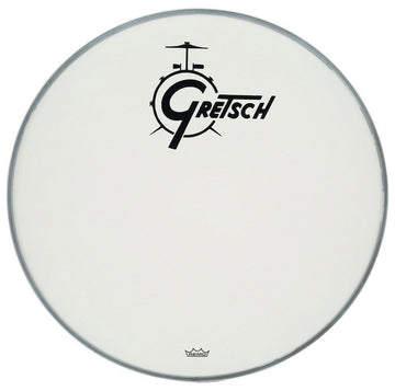 AMBASSADOR WHITE COATED 22" LOGO GRETSCH DRUMS RISONANZA