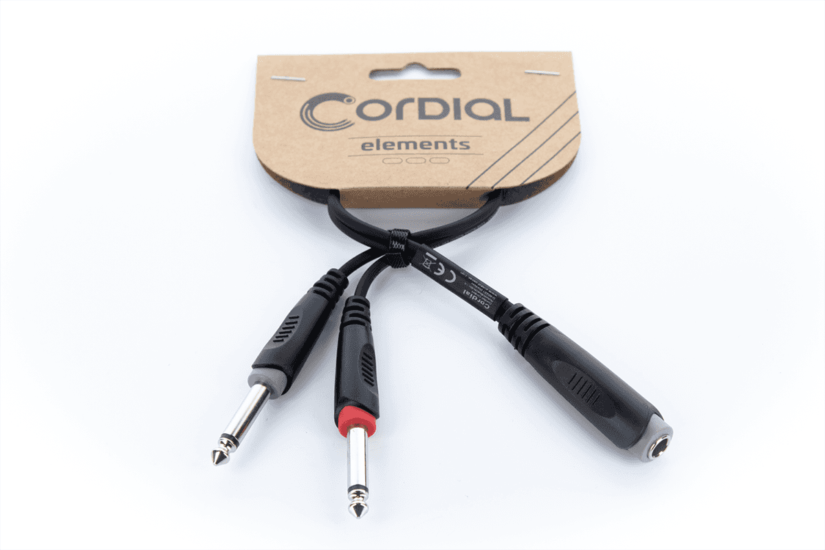 Kabel Y Abzweigkabel Stereo-Klinke Buchse / 2 Mono-Klinken Stecker 30 cm