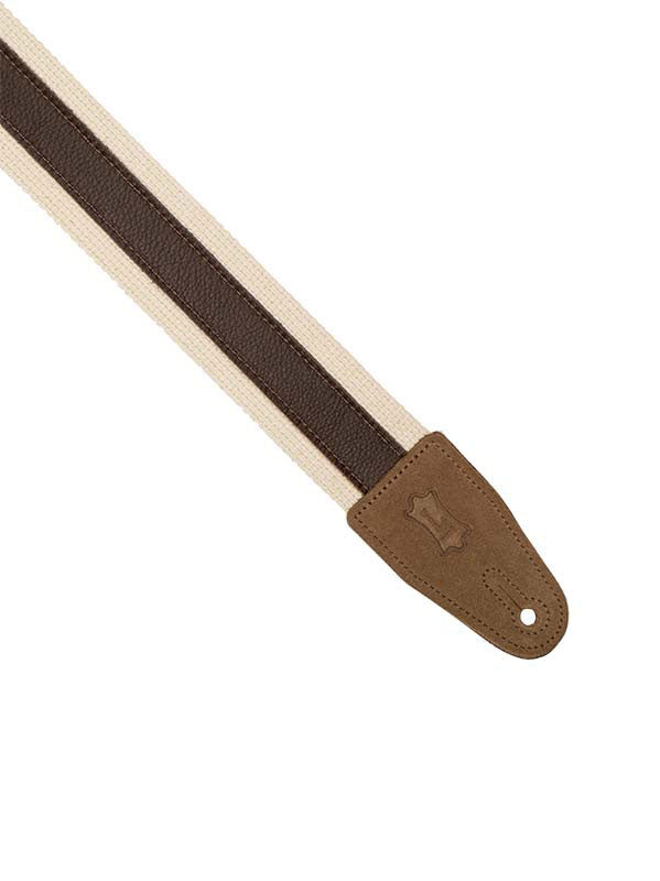 5 CM COTTON STRAP WITH LEATHER BAND - NATURAL-DARK BROWN