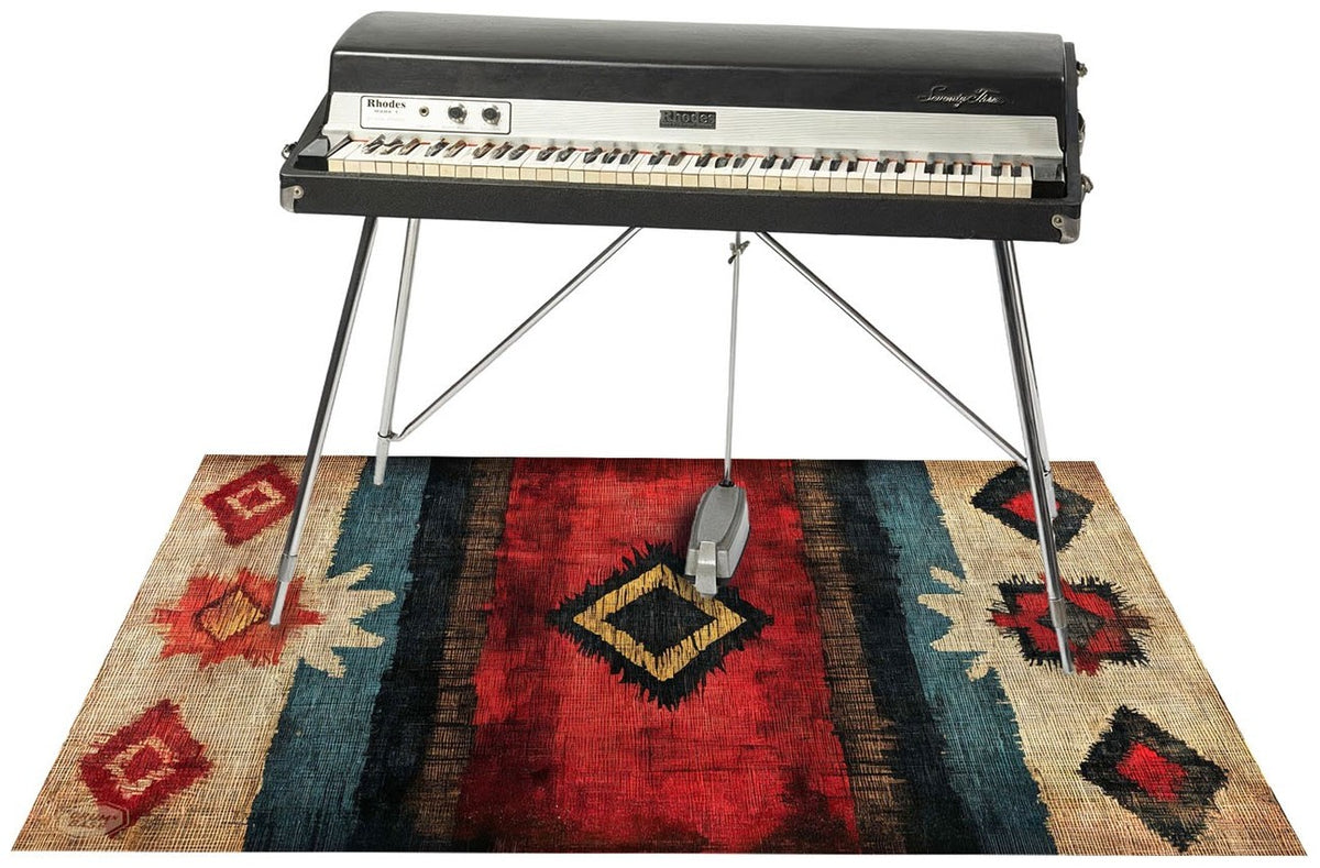 EART185-RED - Tapis de Scène / Batterie Native American 1.85 x 1.60m Antidérapant - Rouge