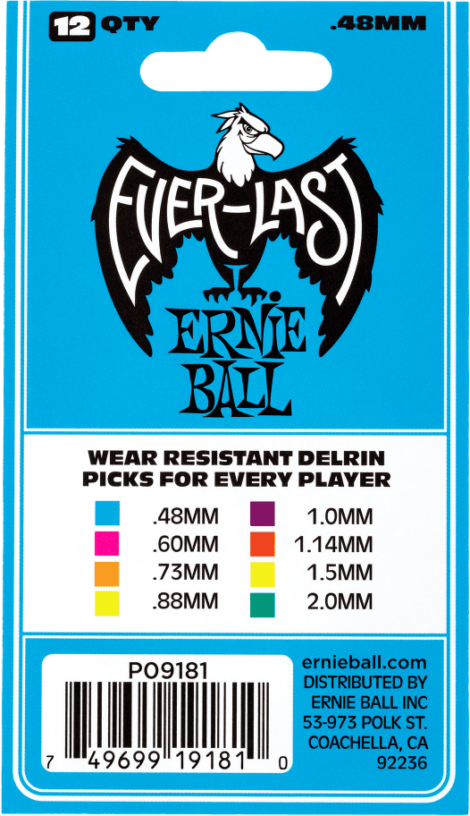 Médiators Everlast Sachet de 12 Bleu 0,48Mm