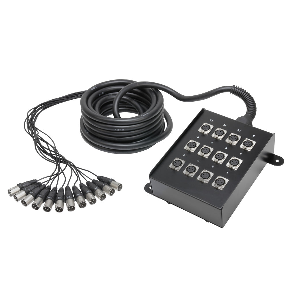 K12C10 Multipaire 12 Canaux XLR avec Boitier de Scene 10 M.