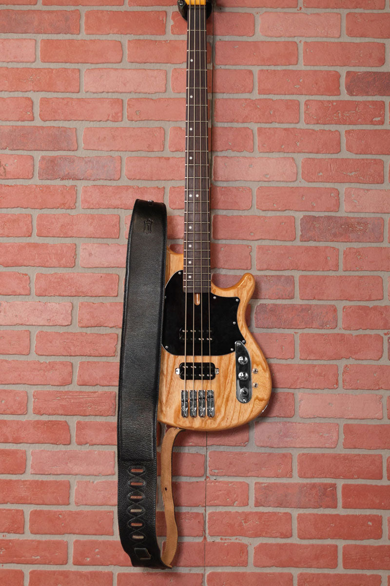 PADDED LEATHER SUEDE BACK FOR BASS 9CM - BLACK