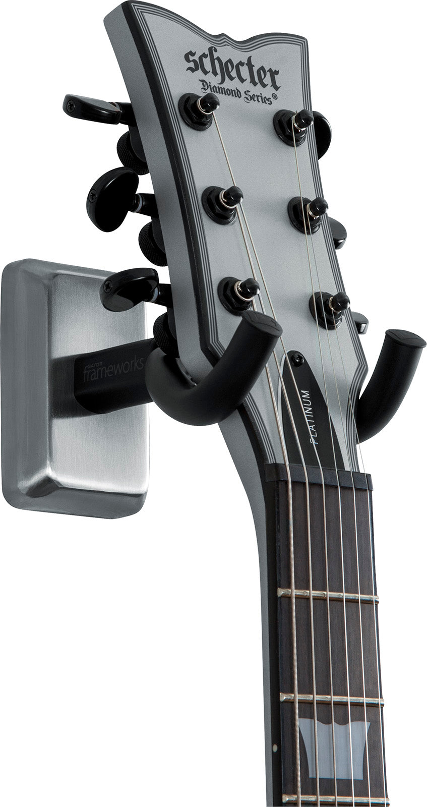 Wand-Gitarrenständer Platte aus satiniertem Chrom