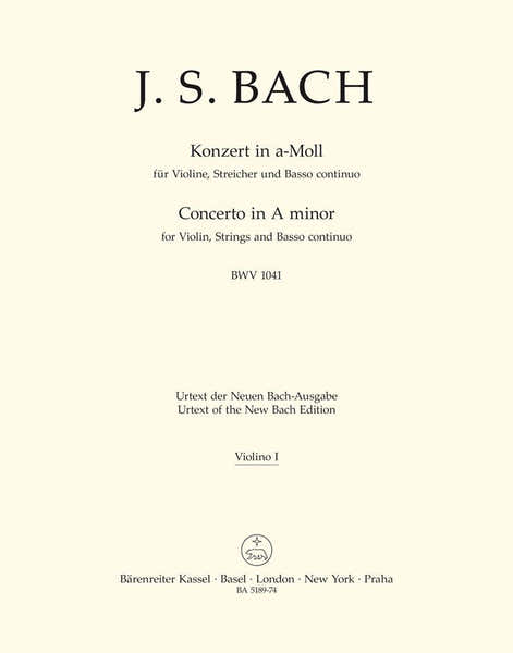 BACH J.S. CONCERTO EN LA MINEUR BWV 1041 POUR VN, CORDES ET BC