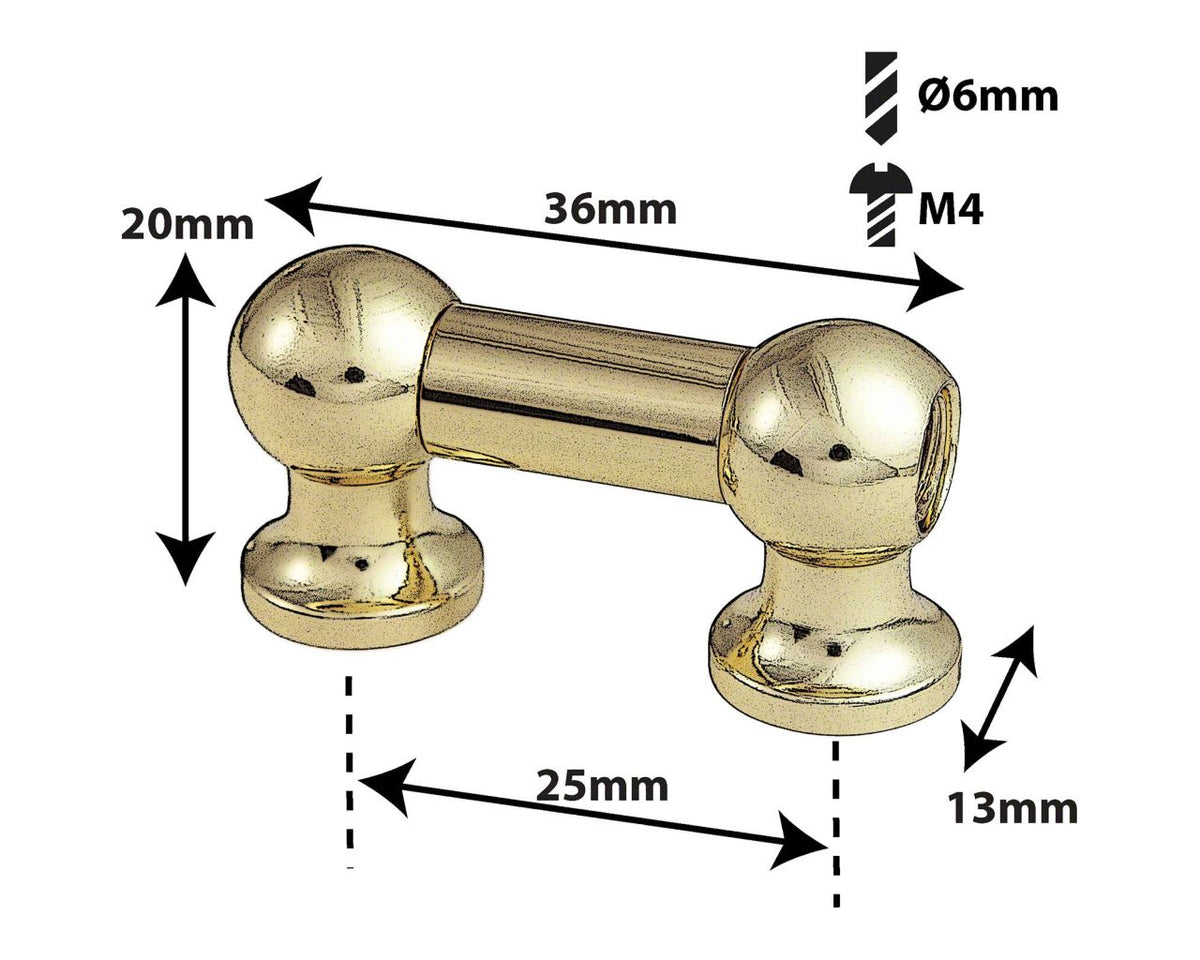 TL12S25-BR Rohrspannböckchen 25mm Goldfarben Einseitig (X1)